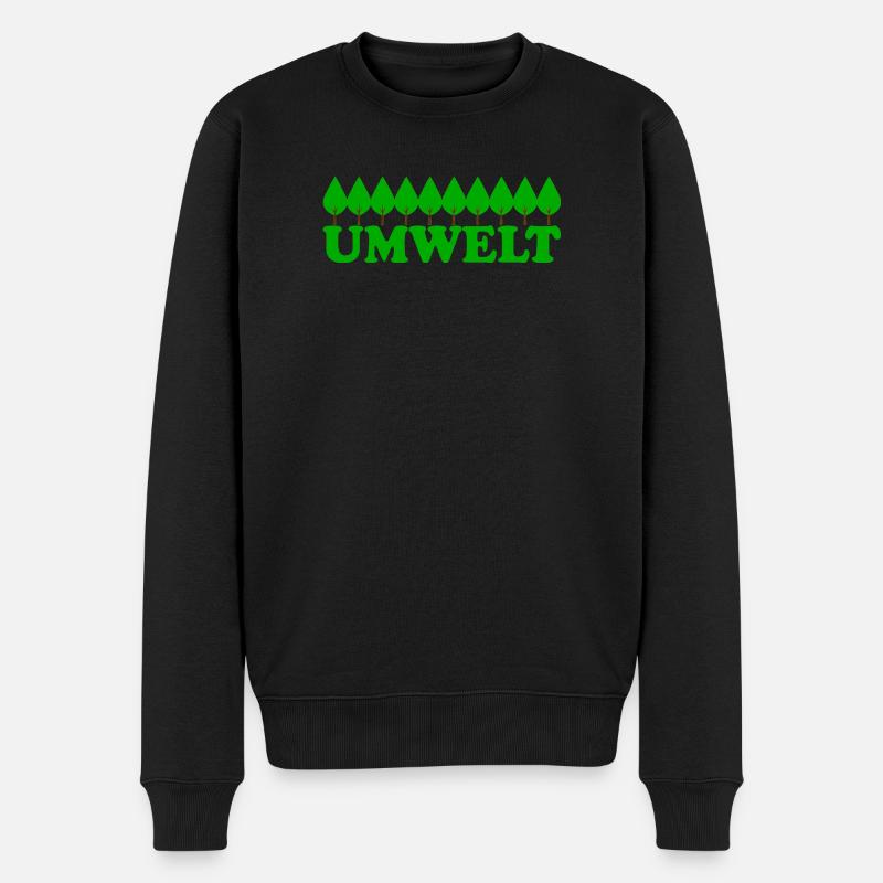 UMWELT - Männer Premium Bio Pullover - Schwarz