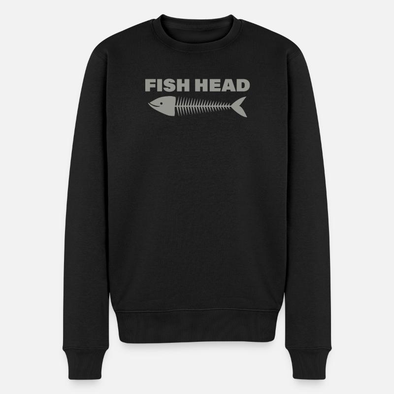 FISH HEAD - Männer Premium Bio Pullover - Schwarz