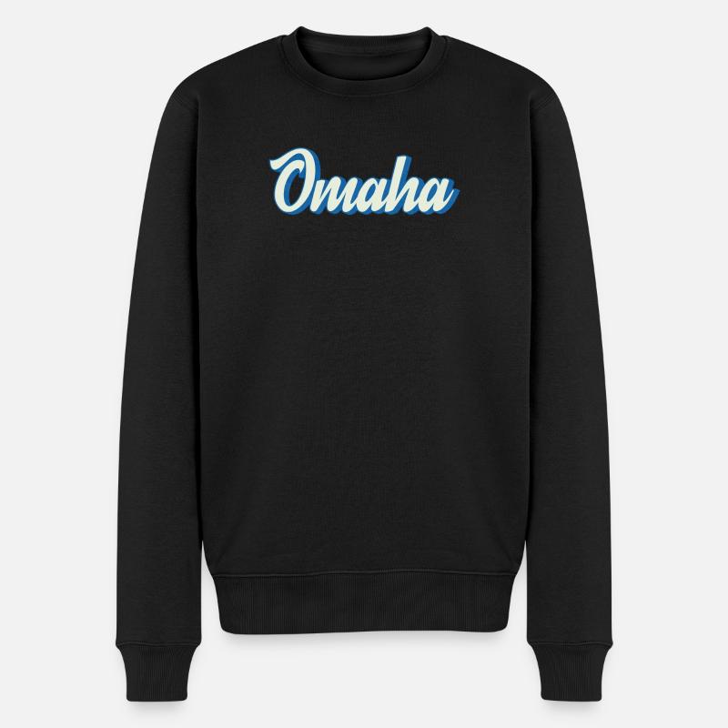 Lettrage Omaha en bleu rétro - Pull Premium bio Homme - noir