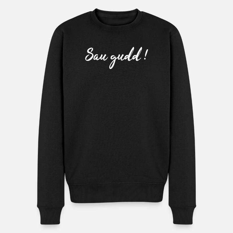 Saarländisch Dialekt Shirt Saar Saarland Geschenk - Männer Premium Bio Pullover - Schwarz