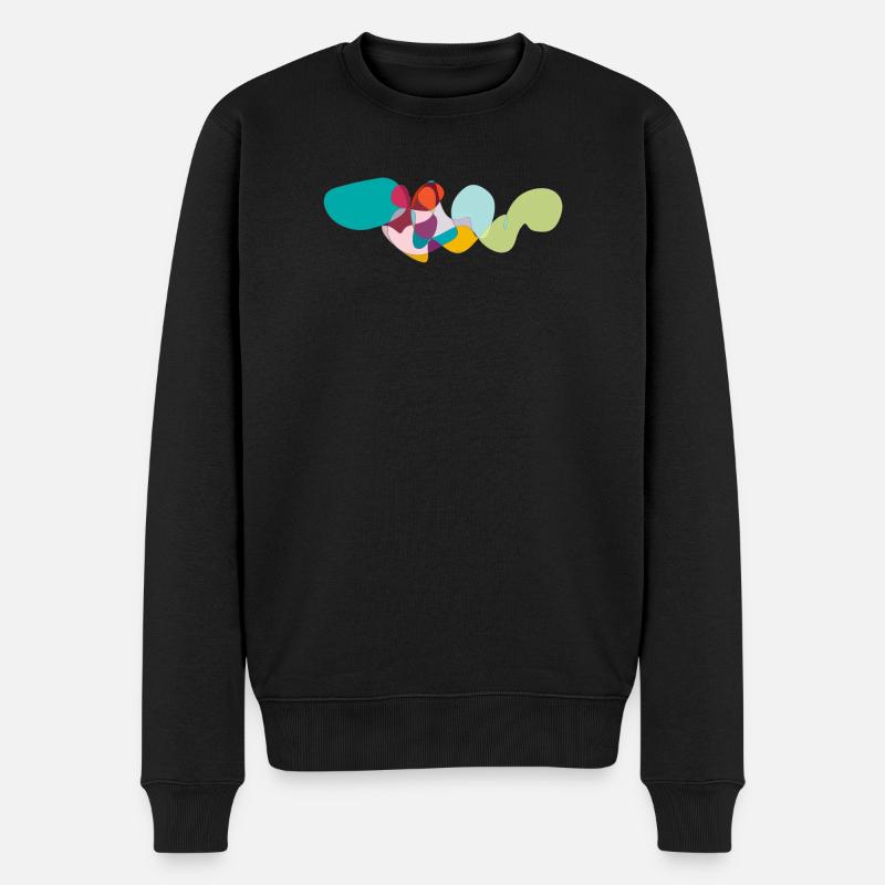 Farbige Wellengrafik Abstrakt - Männer Premium Bio Pullover - Schwarz