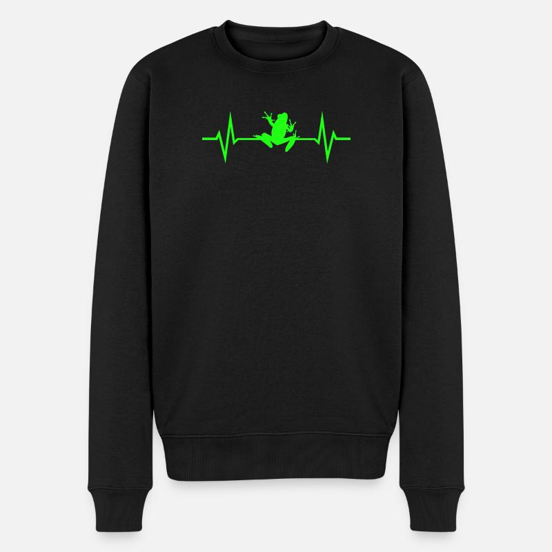 Frosch Herzschlag EKG - Männer Premium Bio Pullover - Schwarz