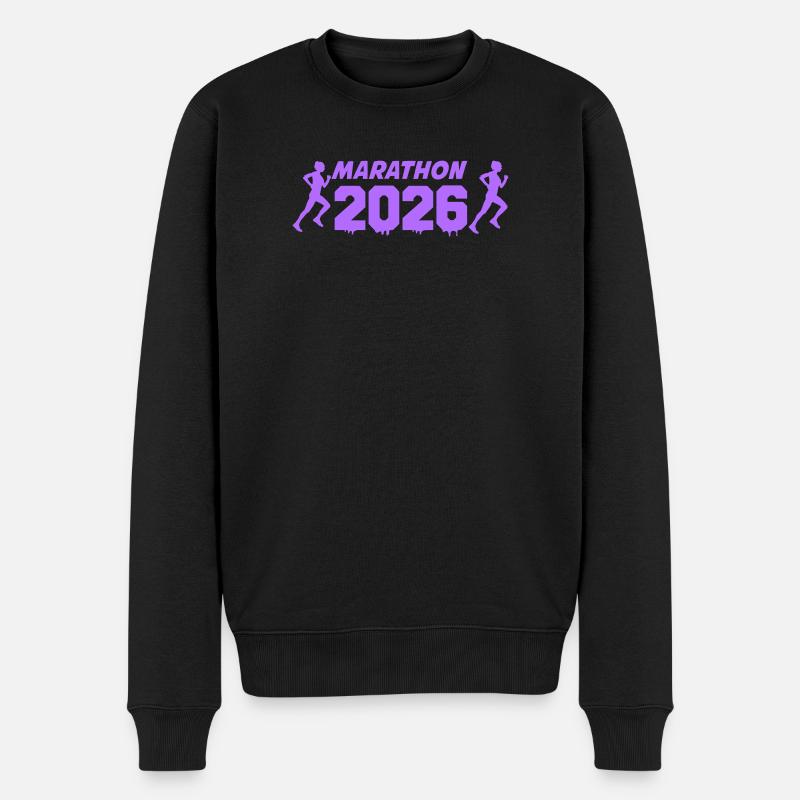 Marathon 2026 Läufer-Silhouetten - Männer Premium Bio Pullover - Schwarz