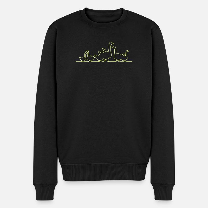 Entenfamilie Linienkunst Neon - Männer Premium Bio Pullover - Schwarz