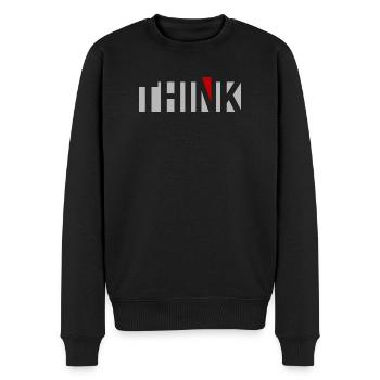 THINK - Männer Premium Bio Pullover - Schwarz - Vorne - Nico (187cm)