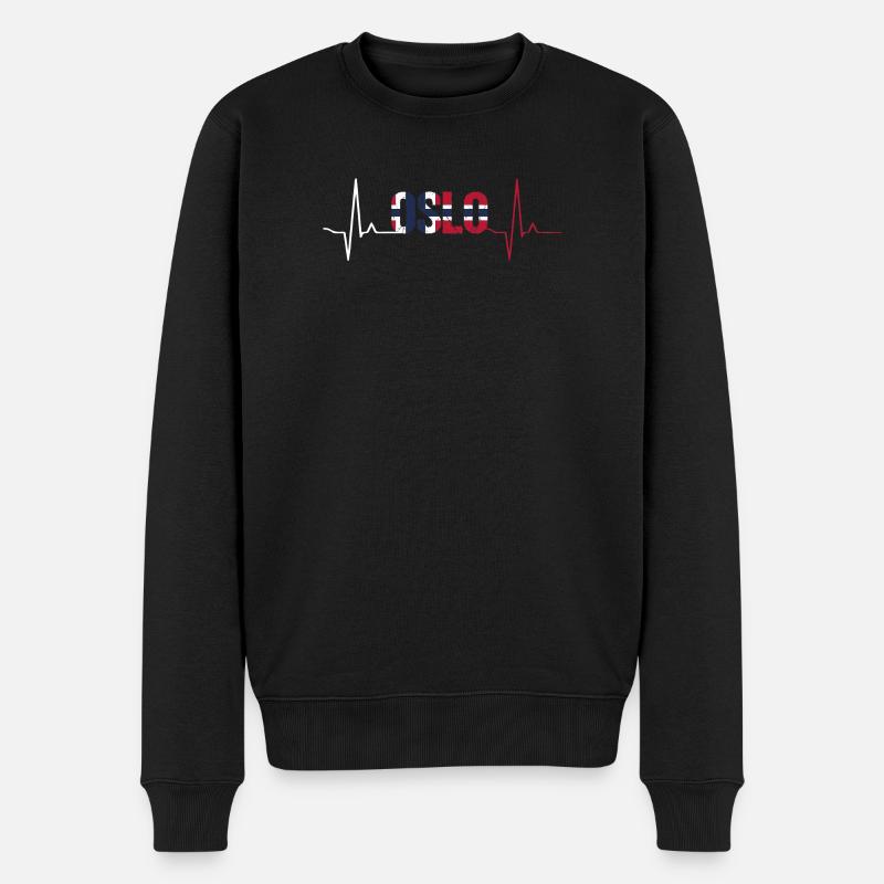 Oslo Herzschlag - Männer Premium Bio Pullover - Schwarz