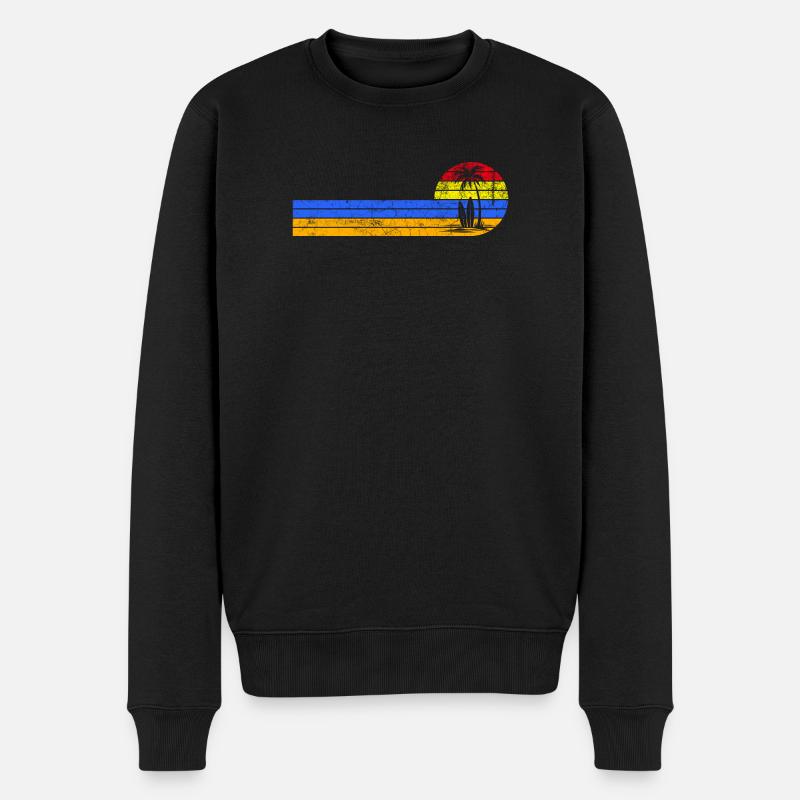 Vintage-Strand-Sonnenuntergang - Männer Premium Bio Pullover - Schwarz