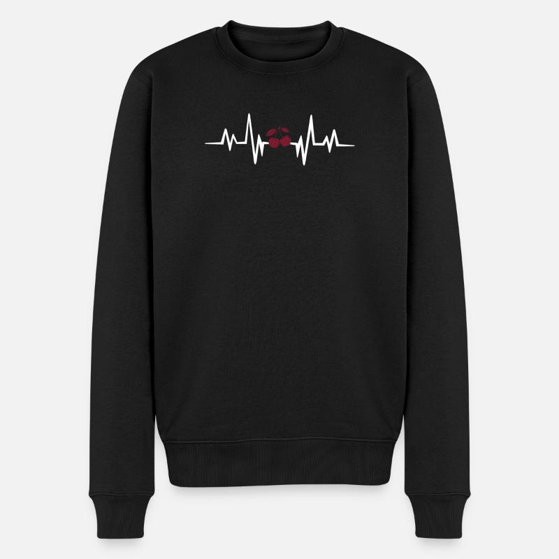 Kirschen herzschlag - Männer Premium Bio Pullover - Schwarz
