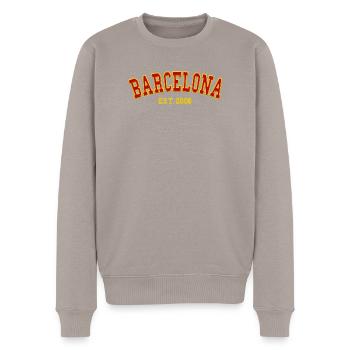 Barcelona gegründet 2006 - Männer Premium Bio Pullover - Taupe - Vorne - Nico (187cm)