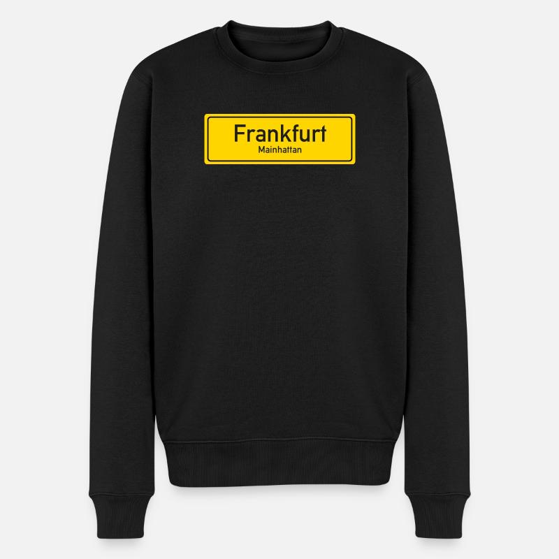Frankfurter Ortsschild Deutschland - Männer Premium Bio Pullover - Schwarz