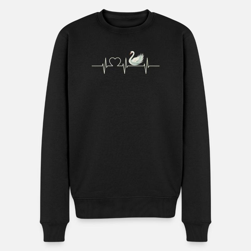 Schwäne Schwan - Männer Premium Bio Pullover - Schwarz