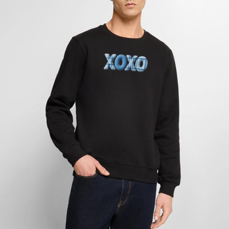 XOXO Patchwork Look mit Stoff Optik Männer Premium Bio Pullover