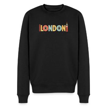 Mehrfarbiges Retro-London - Männer Premium Bio Pullover - Schwarz - Vorne - Nico (187cm)