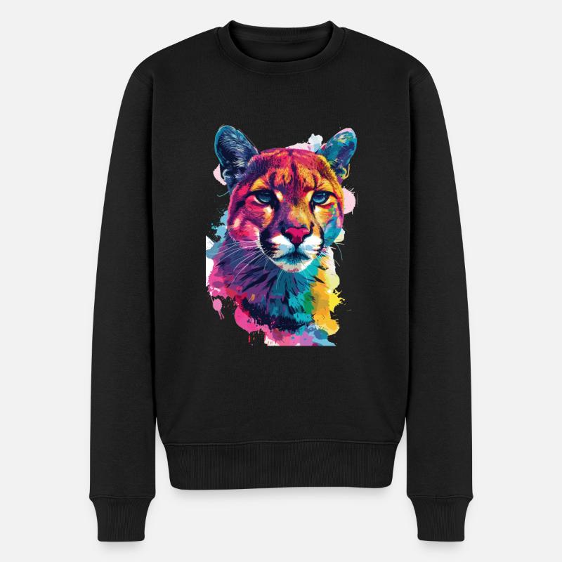 Bunter Kunst Wildtiere - Männer Premium Bio Pullover - Schwarz