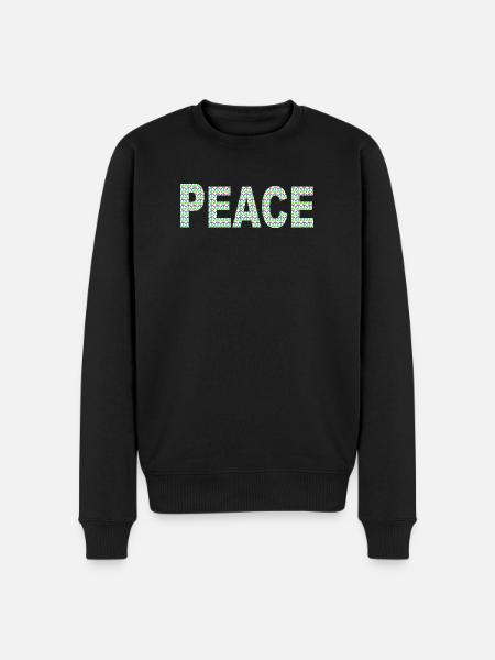 Peace Wort mit Peacezeichen - Männer Premium Bio Pullover - Schwarz
