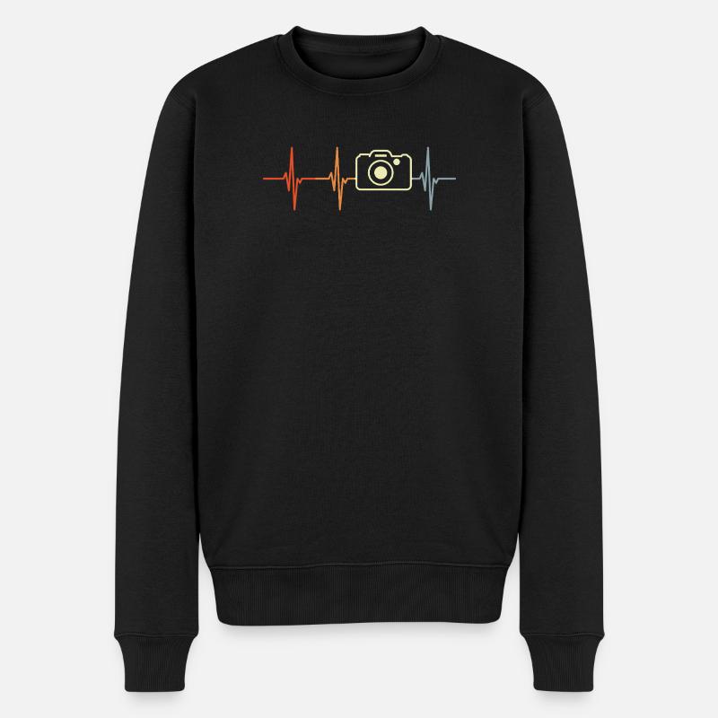 Photographie Cardiogramme Rétro Look - Pull Premium bio Homme - noir