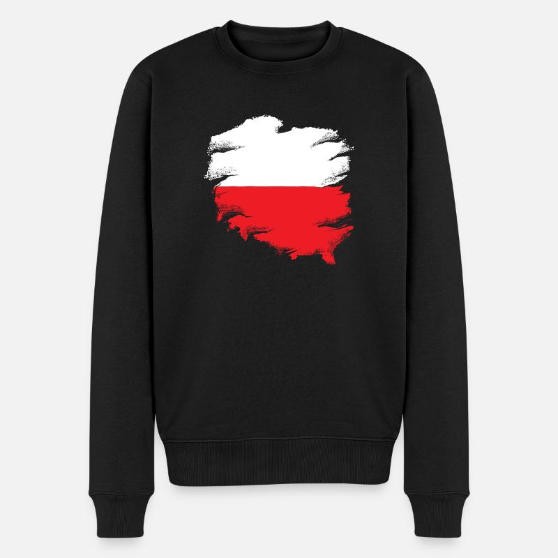 polnische Flagge - Männer Premium Bio Pullover - Schwarz