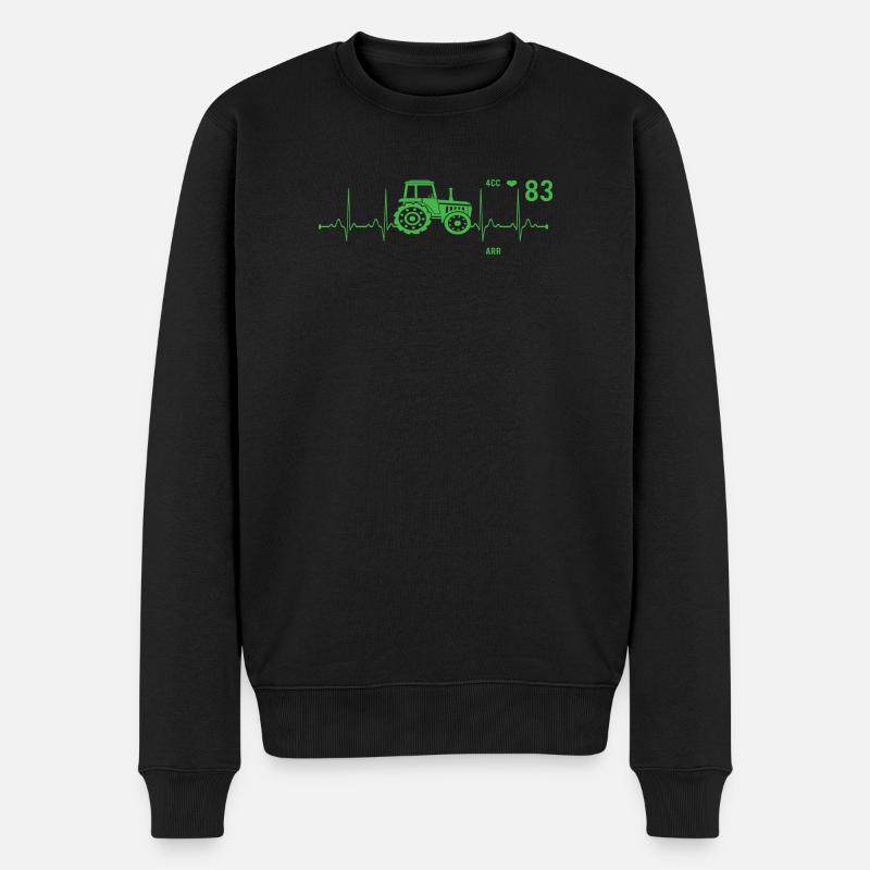 Herzschlag Traktor Landwirtschaft - Männer Premium Bio Pullover - Schwarz