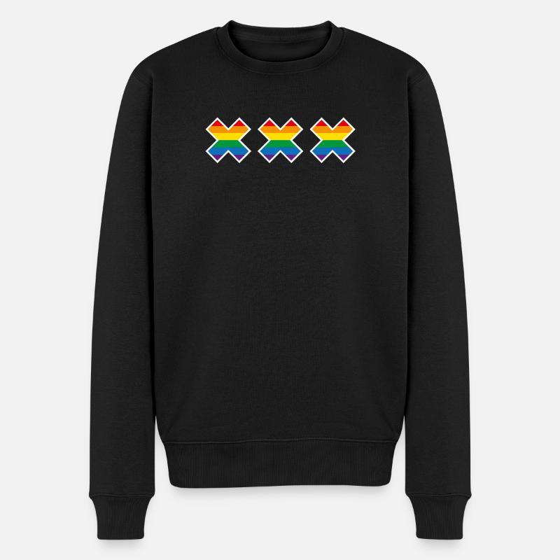 Amsterdam Pride Regenbogenflagge Andreaskreuz LGBT - Männer Premium Bio Pullover - Schwarz
