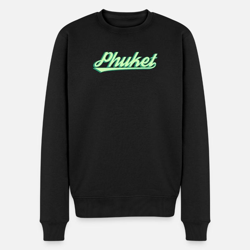 Phuket Retro Küstenscript - Männer Premium Bio Pullover - Schwarz