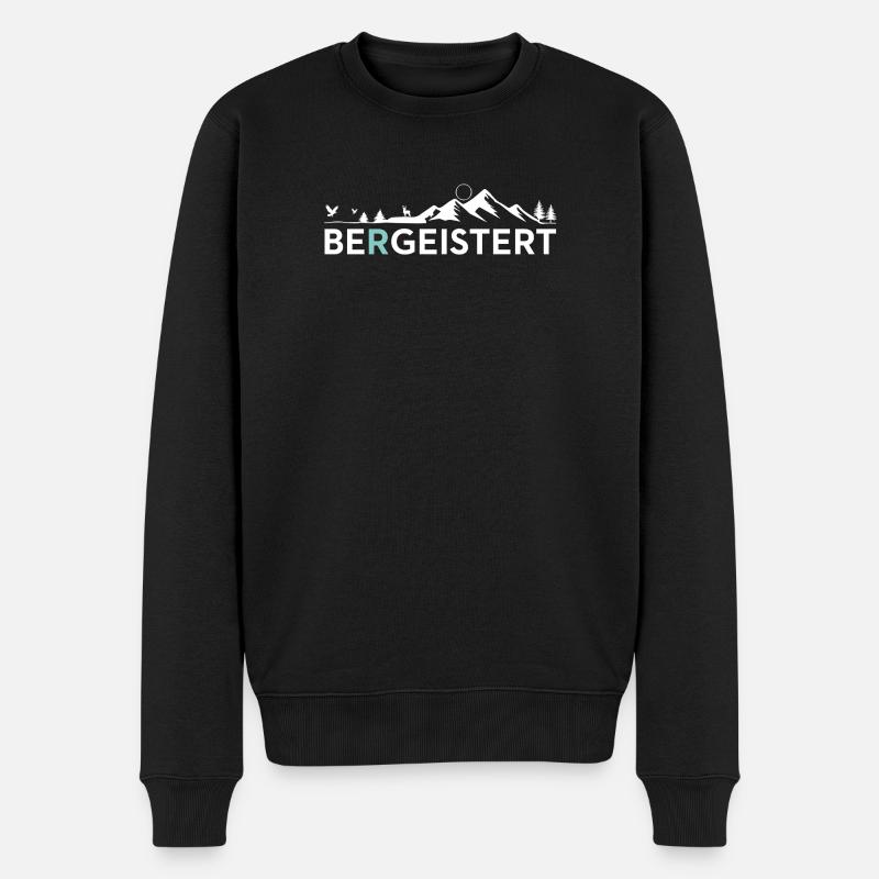 Bergeistert Alpen Gipfel Motiv - Männer Premium Bio Pullover - Schwarz