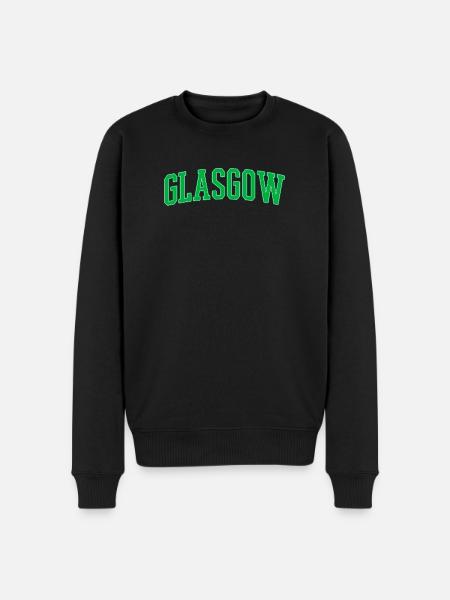 Glasgow College Style Green Block Font - Men's Premium Organic Jumper - black