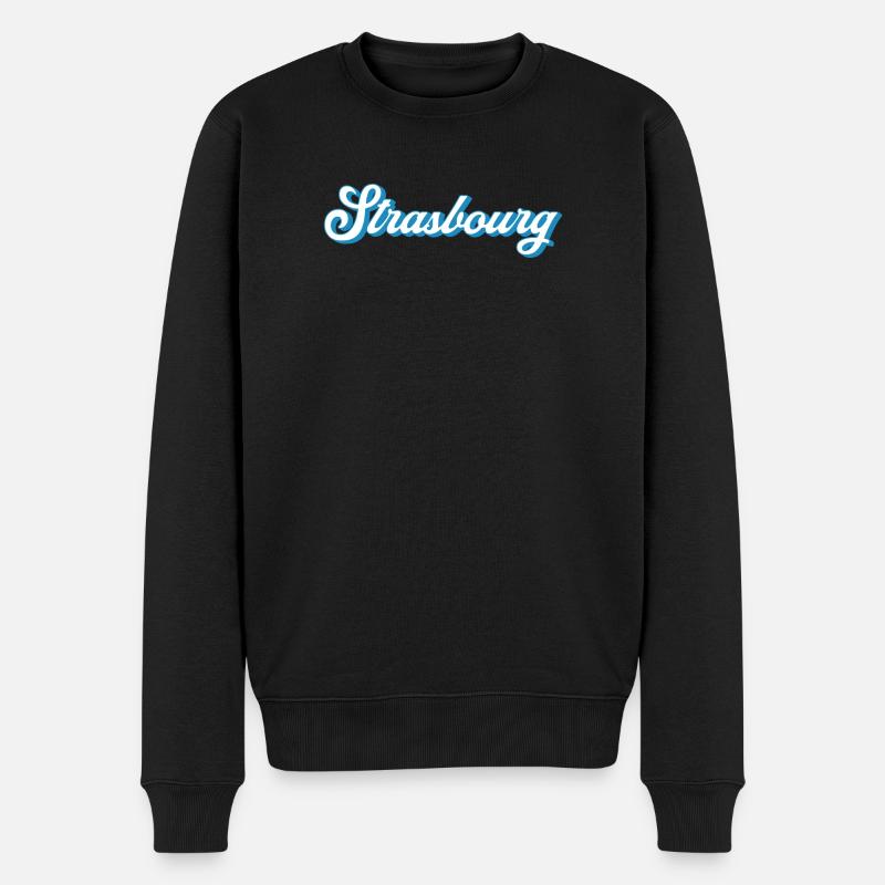 Strasbourg Schriftzug – Retro Frankreich Style - Männer Premium Bio Pullover - Schwarz