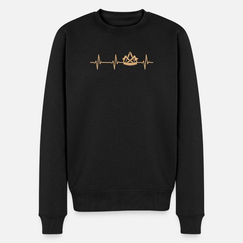 Zimmerer Zunftzeichen Herzschlag Zimmermann - Männer Premium Bio Pullover - Schwarz