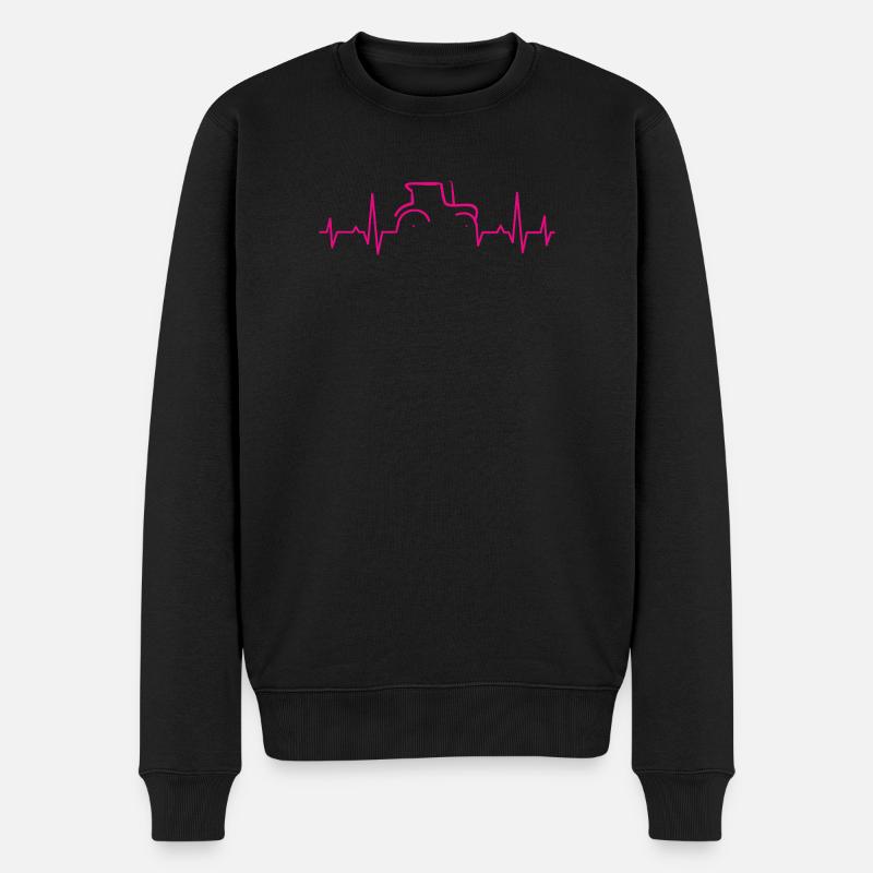 CARDIOGRAMME TRAKTOR Magenta - Pull Premium bio Homme - noir