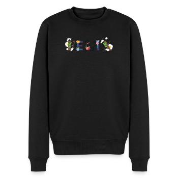 FELIX name decorated with flowers - Men's Premium Organic Jumper - black - Front - Nico (187cm)