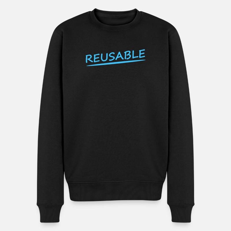 REUSABLE - Männer Premium Bio Pullover - Schwarz