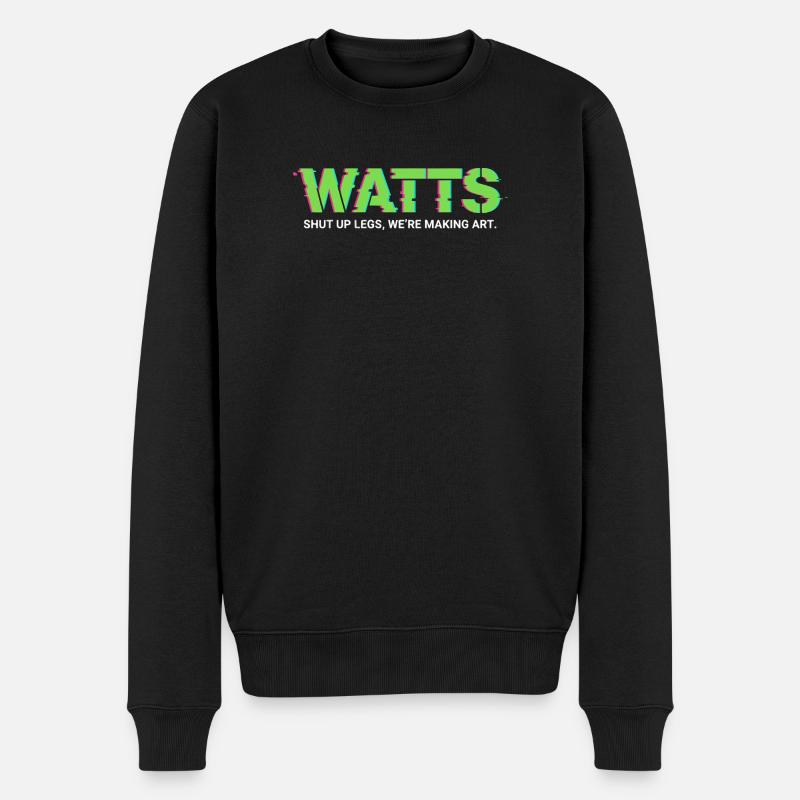 WATTS Neon Pop Art T-Shirt - Männer Premium Bio Pullover - Schwarz