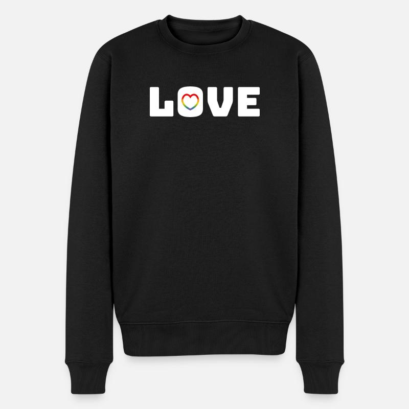 Coeur d’amour arc-en-ciel blanc - Pull Premium bio Homme - noir