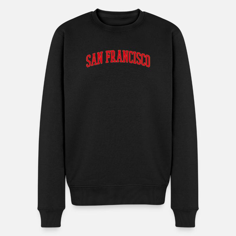 San Francisco Bogen Schriftzug - Männer Premium Bio Pullover - Schwarz