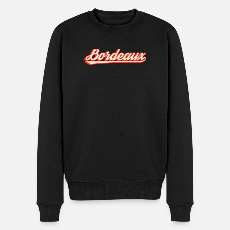 Bordeaux Retro Schriftzug - Männer Premium Bio Pullover - Schwarz