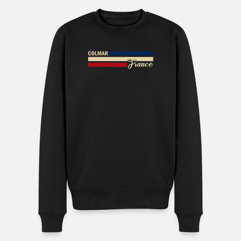 France - Colmar - France - Drapeau - Rayures - Pull Premium bio Homme - noir