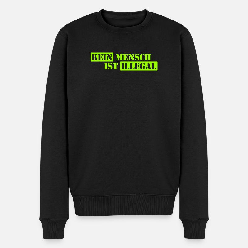 Kein Mensch ist illegal - Migration - Illegalität - Männer Premium Bio Pullover - Schwarz