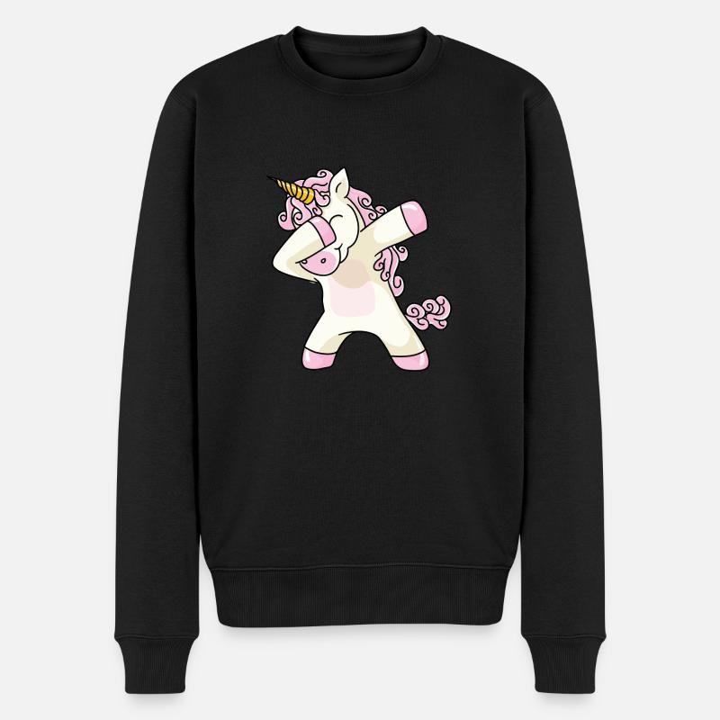 Dabbing Unicorn Einhorn - Männer Premium Bio Pullover - Schwarz