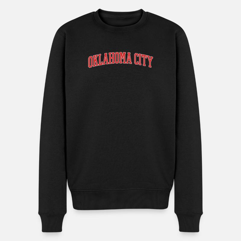 Oklahoma City Bogen-Schrift - Männer Premium Bio Pullover - Schwarz
