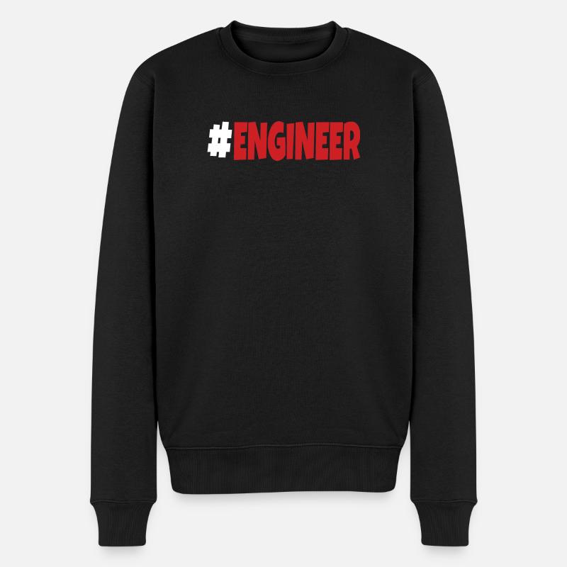 #engineer Weiß und Rot - Männer Premium Bio Pullover - Schwarz