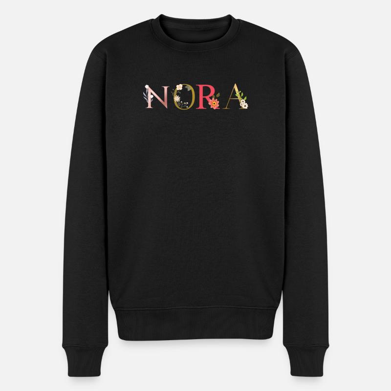 NORA Name mit Blumen geschmückt - Männer Premium Bio Pullover - Schwarz