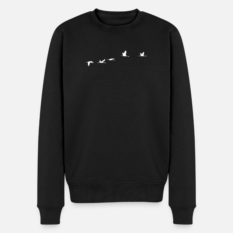 Zugvögel weiss Kranich - Männer Premium Bio Pullover - Schwarz