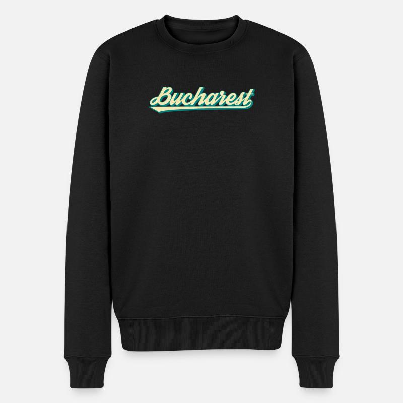 Bucharest Retro Script - Men's Premium Organic Jumper - black