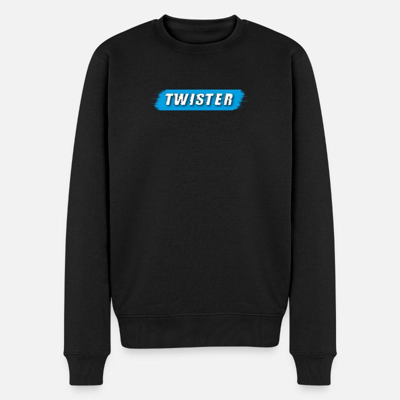 Twister lettrage bleu - Pull Premium bio Homme - noir