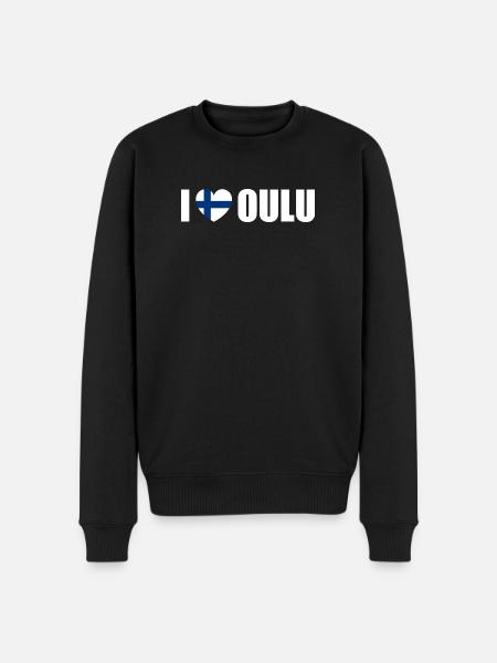 I love Oulu Finland - Men's Premium Organic Jumper - black