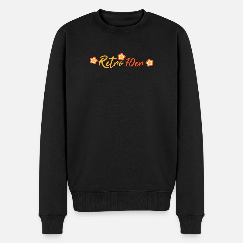 70er Jahre Blume Blüte - Männer Premium Bio Pullover - Schwarz