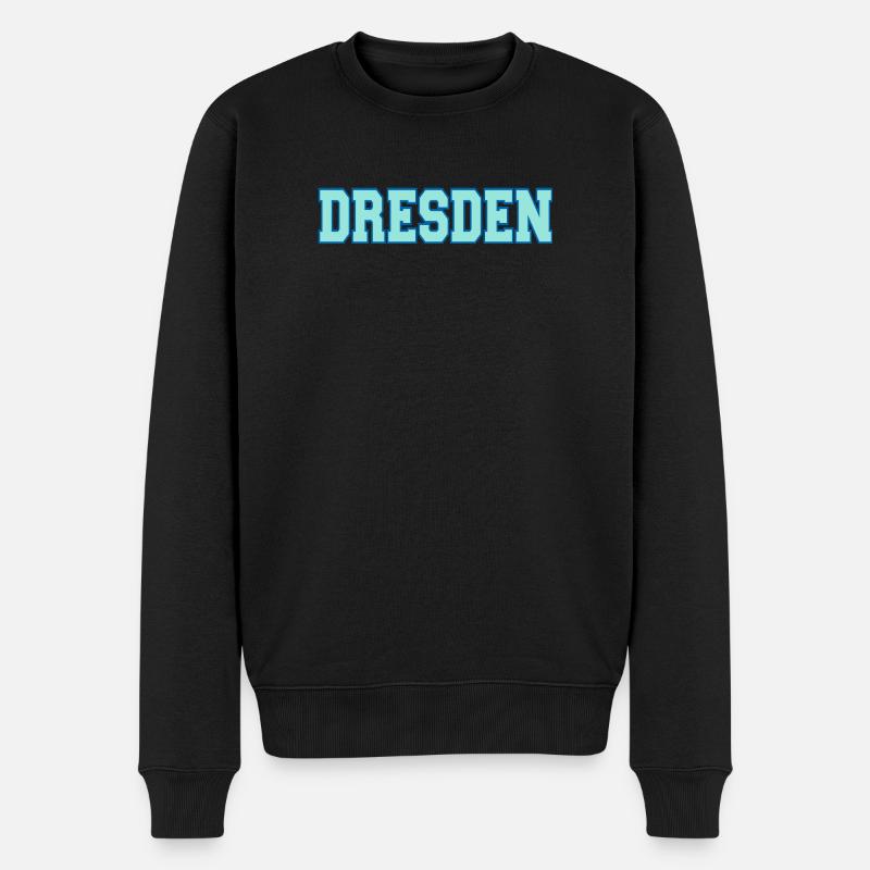Dresden Blockschrift Outfitdesign - Männer Premium Bio Pullover - Schwarz