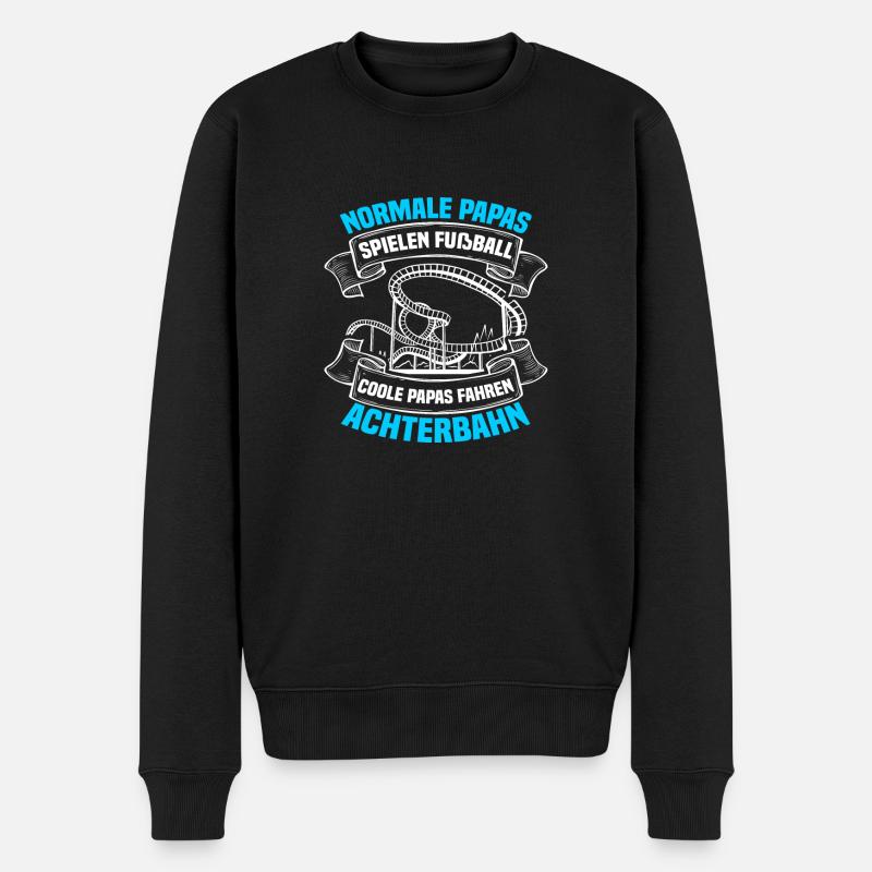 Papa Freizeitpark Rollercoaster Achterbahn Freak - Männer Premium Bio Pullover - Schwarz