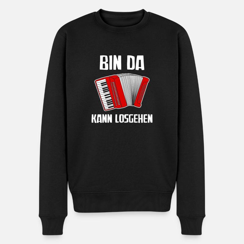 Bin da Ziehharmonika Akkordeon Akkordeonspieler - Männer Premium Bio Pullover - Schwarz