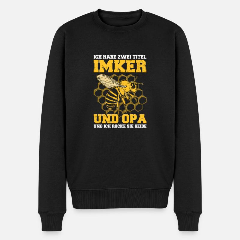 Zwei Titel Imker und Opa Bienen Imker Imkerei - Männer Premium Bio Pullover - Schwarz